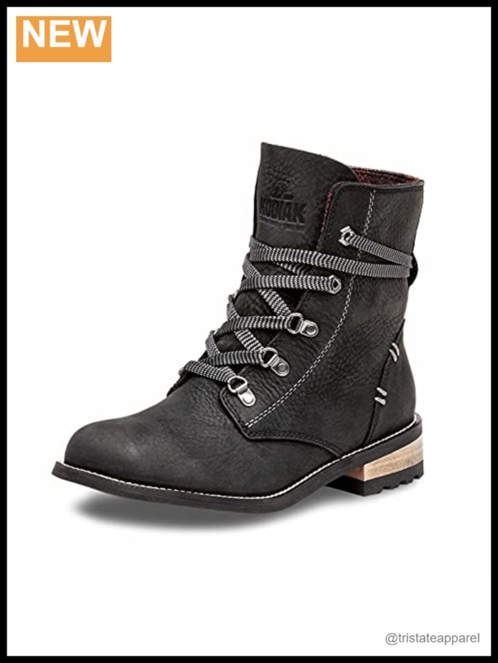 Kodiak Women's Canora Plaid Waterproof Ankle Bootie, Lace-Up, OrthoLite, Black